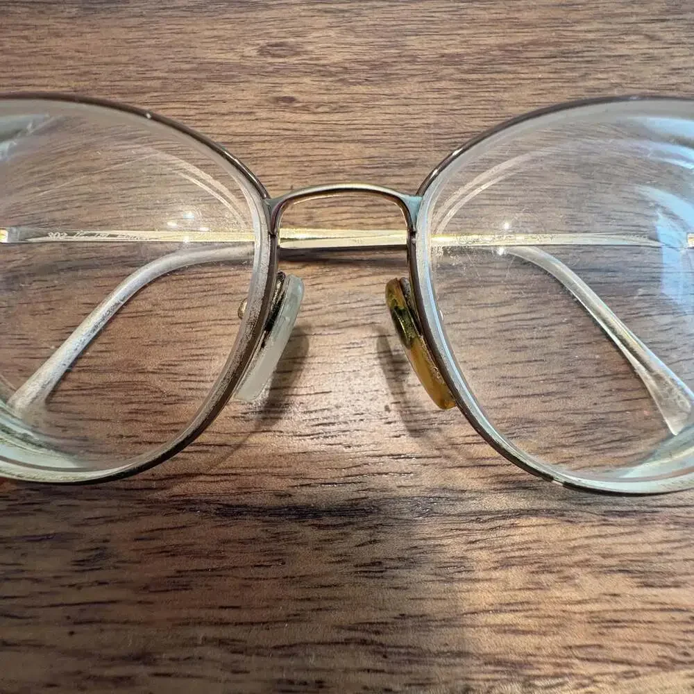 Vintage Elizabeth Arden 302 Gold Oversize Square Full Rim Eyeglasses Italy Women